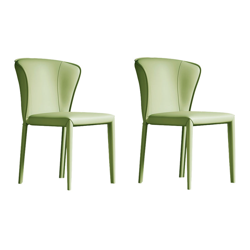 Matte Finish Wingback Side Chair for Home Contemporary Faux Leather Dining Chair