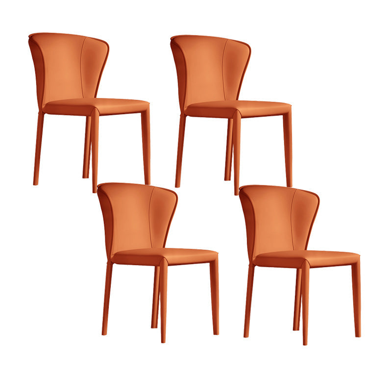 Matte Finish Wingback Side Chair for Home Contemporary Faux Leather Dining Chair