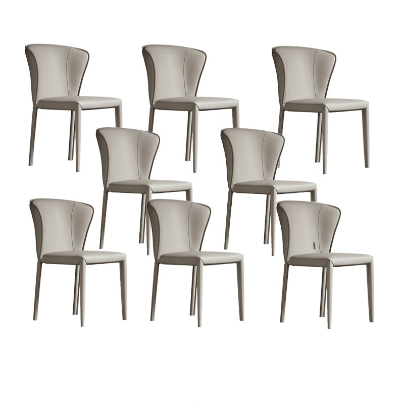 Matte Finish Wingback Side Chair for Home Contemporary Faux Leather Dining Chair