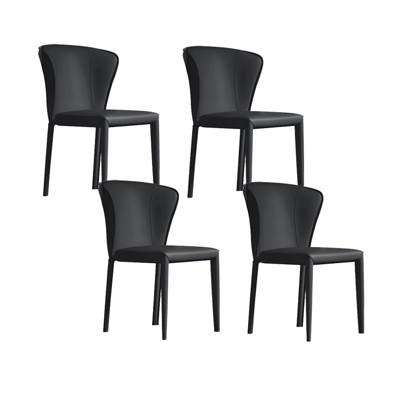 Matte Finish Wingback Side Chair for Home Contemporary Faux Leather Dining Chair