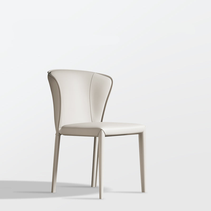 Matte Finish Wingback Side Chair for Home Contemporary Faux Leather Dining Chair