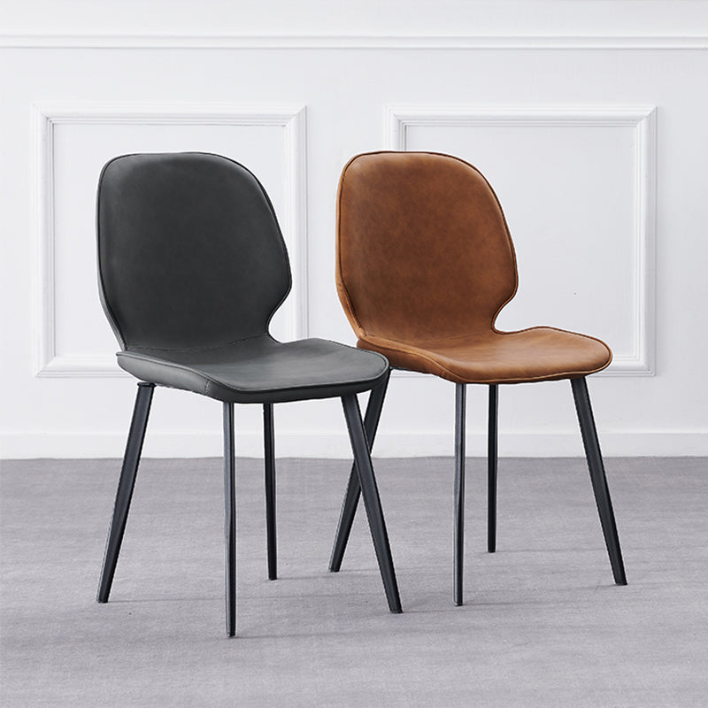 Modern Style Chair Faux Leather and Metal Dining Side Chair for Home Clearhalo 'Dining Chairs' 'Dining Tables & Seating' 'dining_chair' 'furn' 'furn_dining_chair' 'Furniture' 'Kitchen & Dining Furniture' 6021584