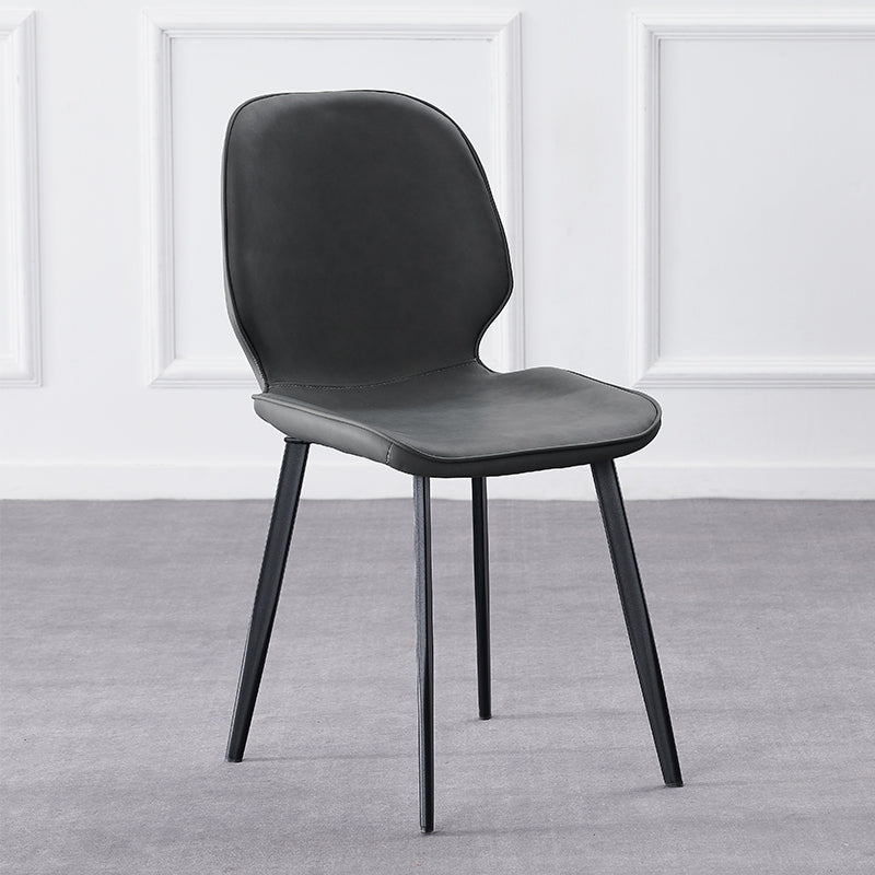 Modern Style Chair Faux Leather and Metal Dining Side Chair for Home Grey 1 Piece Clearhalo 'Dining Chairs' 'Dining Tables & Seating' 'dining_chair' 'furn' 'furn_dining_chair' 'Furniture' 'Kitchen & Dining Furniture' 6021585