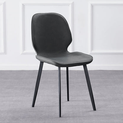 Modern Style Chair Faux Leather and Metal Dining Side Chair for Home Grey 1 Piece Clearhalo 'Dining Chairs' 'Dining Tables & Seating' 'dining_chair' 'furn' 'furn_dining_chair' 'Furniture' 'Kitchen & Dining Furniture' 6021585