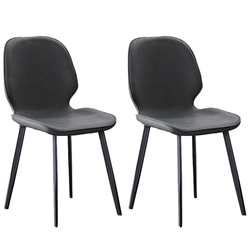 Modern Style Chair Faux Leather and Metal Dining Side Chair for Home Grey 2 Piece Set Clearhalo 'Dining Chairs' 'Dining Tables & Seating' 'dining_chair' 'furn' 'furn_dining_chair' 'Furniture' 'Kitchen & Dining Furniture' 6021587