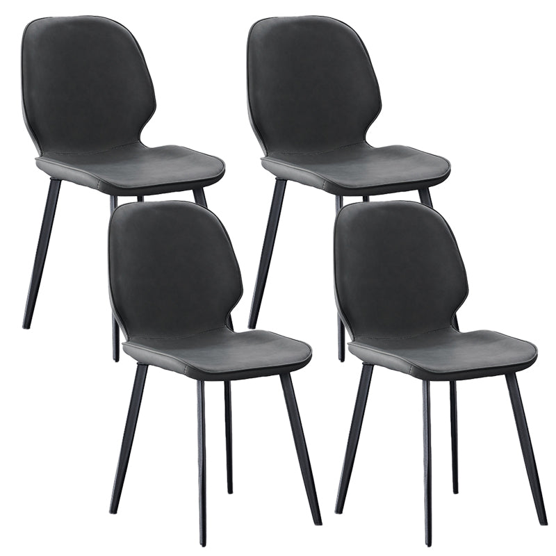 Modern Style Chair Faux Leather and Metal Dining Side Chair for Home Grey 4 Piece Set Clearhalo 'Dining Chairs' 'Dining Tables & Seating' 'dining_chair' 'furn' 'furn_dining_chair' 'Furniture' 'Kitchen & Dining Furniture' 6021588