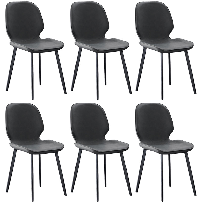 Modern Style Chair Faux Leather and Metal Dining Side Chair for Home Grey 6 Piece Set Clearhalo 'Dining Chairs' 'Dining Tables & Seating' 'dining_chair' 'furn' 'furn_dining_chair' 'Furniture' 'Kitchen & Dining Furniture' 6021590