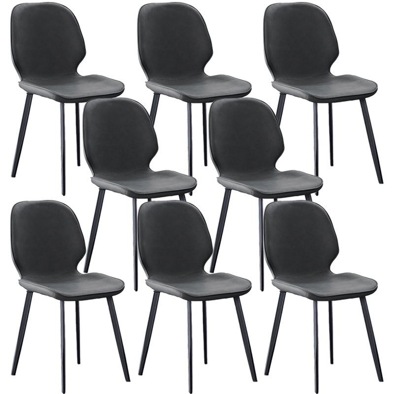 Modern Style Chair Faux Leather and Metal Dining Side Chair for Home Grey 8 Piece Set Clearhalo 'Dining Chairs' 'Dining Tables & Seating' 'dining_chair' 'furn' 'furn_dining_chair' 'Furniture' 'Kitchen & Dining Furniture' 6021592