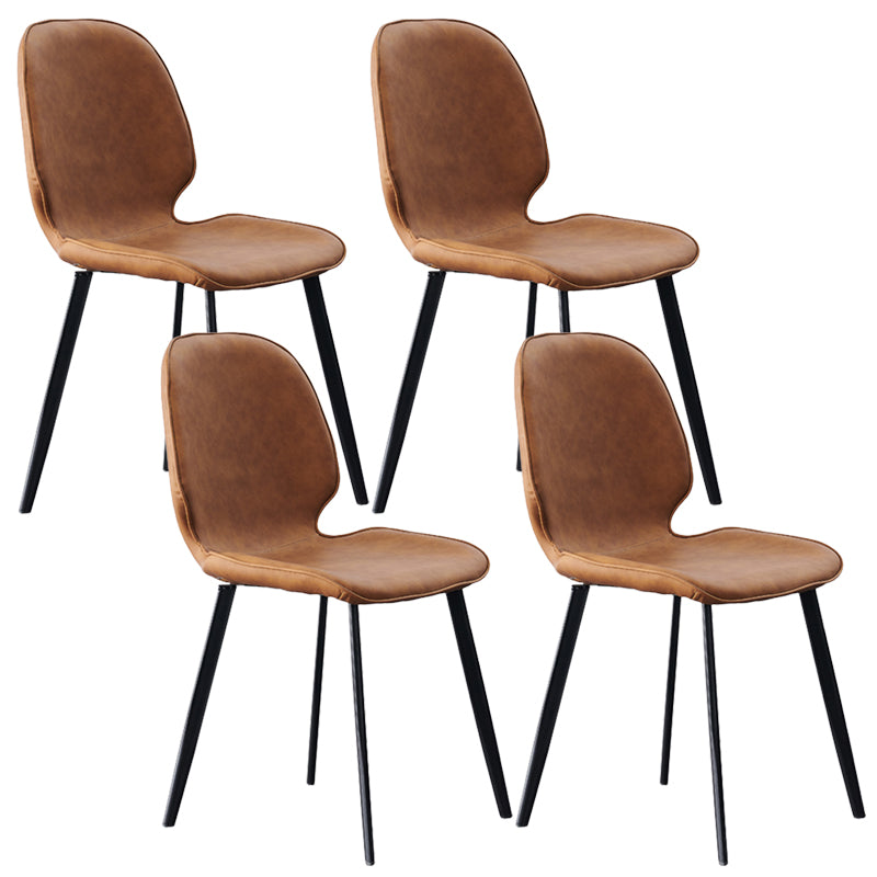 Modern Style Chair Faux Leather and Metal Dining Side Chair for Home Orange 4 Piece Set Clearhalo 'Dining Chairs' 'Dining Tables & Seating' 'dining_chair' 'furn' 'furn_dining_chair' 'Furniture' 'Kitchen & Dining Furniture' 6021599
