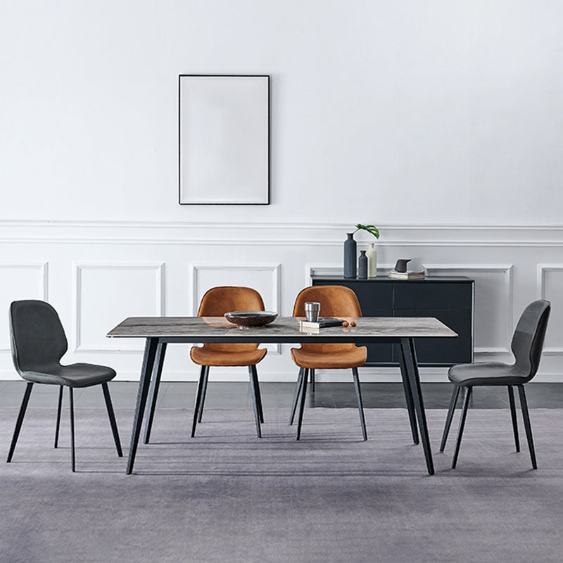 Modern Style Chair Faux Leather and Metal Dining Side Chair for Home Clearhalo 'Dining Chairs' 'Dining Tables & Seating' 'dining_chair' 'furn' 'furn_dining_chair' 'Furniture' 'Kitchen & Dining Furniture' 6021603