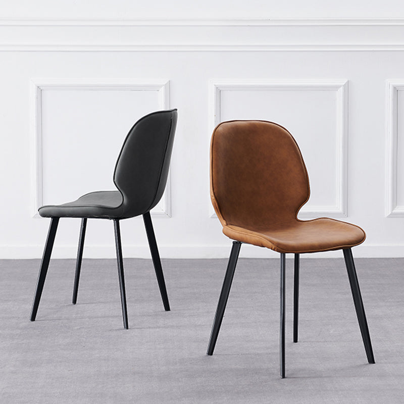 Modern Style Chair Faux Leather and Metal Dining Side Chair for Home Clearhalo 'Dining Chairs' 'Dining Tables & Seating' 'dining_chair' 'furn' 'furn_dining_chair' 'Furniture' 'Kitchen & Dining Furniture' 6021605