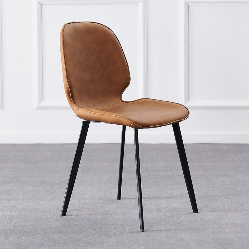 Modern Style Chair Faux Leather and Metal Dining Side Chair for Home Clearhalo 'Dining Chairs' 'Dining Tables & Seating' 'dining_chair' 'furn' 'furn_dining_chair' 'Furniture' 'Kitchen & Dining Furniture' 6021606