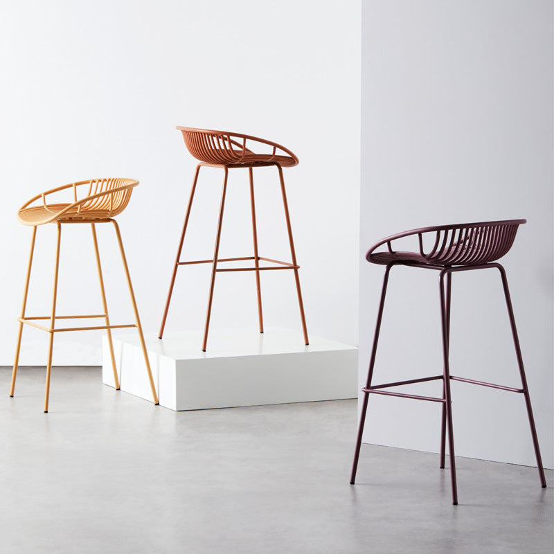 Industrial Metal Barstool Counter Stool Footrest Metal Furniture in Matte Finish Clearhalo 'Bar Furniture' 'Bar Stools' 'bar_stools' 'furn' 'furn_bar_stools' 'Furniture' 'Kitchen & Dining Furniture' 6021652