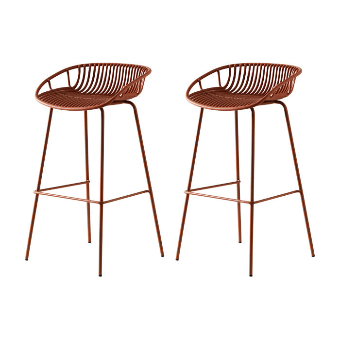 Industrial Metal Barstool Counter Stool Footrest Metal Furniture in Matte Finish Red Brown 2 Piece Set Clearhalo 'Bar Furniture' 'Bar Stools' 'bar_stools' 'furn' 'furn_bar_stools' 'Furniture' 'Kitchen & Dining Furniture' 6021665