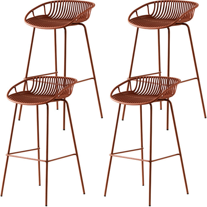 Industrial Metal Barstool Counter Stool Footrest Metal Furniture in Matte Finish Red Brown 4 Piece Set Clearhalo 'Bar Furniture' 'Bar Stools' 'bar_stools' 'furn' 'furn_bar_stools' 'Furniture' 'Kitchen & Dining Furniture' 6021667