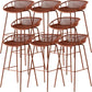 Industrial Metal Barstool Counter Stool Footrest Metal Furniture in Matte Finish Red Brown 8 Piece Set Clearhalo 'Bar Furniture' 'Bar Stools' 'bar_stools' 'furn' 'furn_bar_stools' 'Furniture' 'Kitchen & Dining Furniture' 6021671
