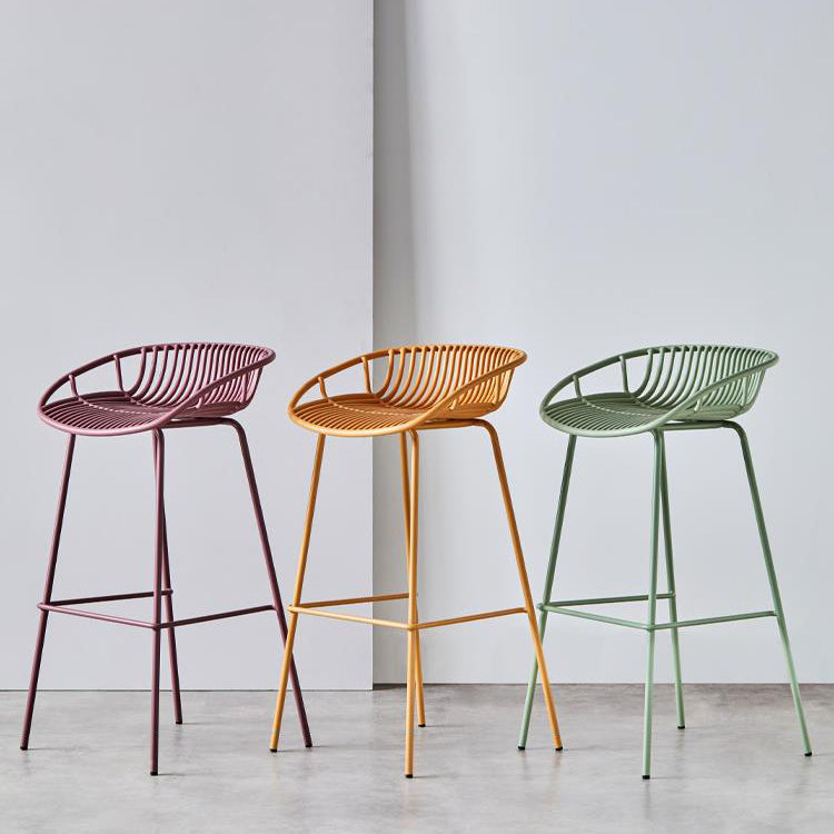 Industrial Metal Barstool Counter Stool Footrest Metal Furniture in Matte Finish Clearhalo 'Bar Furniture' 'Bar Stools' 'bar_stools' 'furn' 'furn_bar_stools' 'Furniture' 'Kitchen & Dining Furniture' 6021672