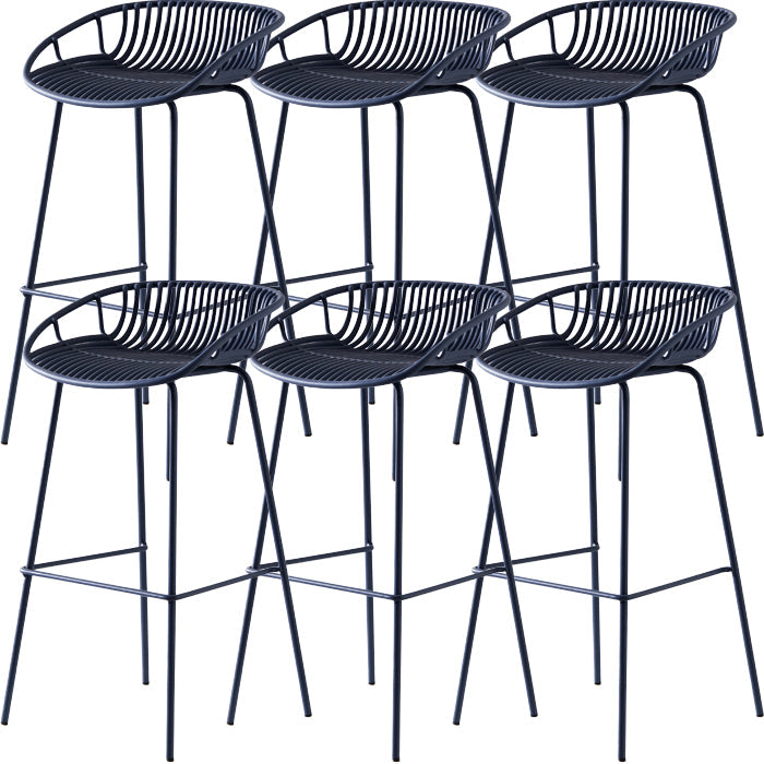 Industrial Metal Barstool Counter Stool Footrest Metal Furniture in Matte Finish Blue 6 Piece Set Clearhalo 'Bar Furniture' 'Bar Stools' 'bar_stools' 'furn' 'furn_bar_stools' 'Furniture' 'Kitchen & Dining Furniture' 6021679