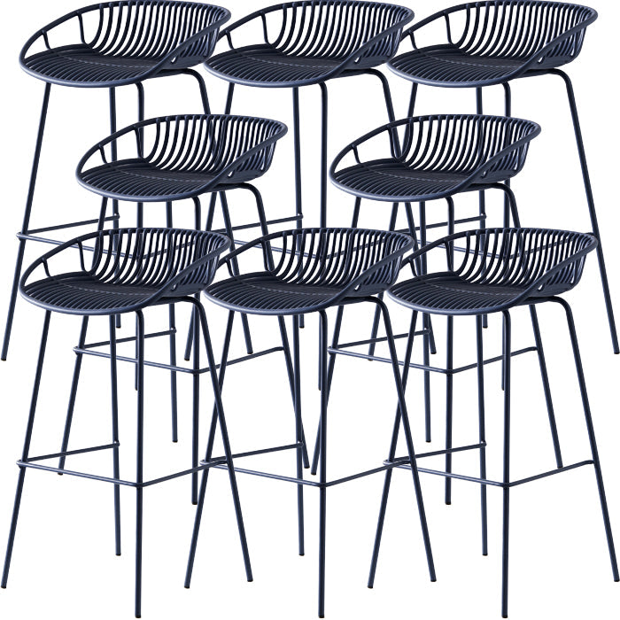 Industrial Metal Barstool Counter Stool Footrest Metal Furniture in Matte Finish Blue 8 Piece Set Clearhalo 'Bar Furniture' 'Bar Stools' 'bar_stools' 'furn' 'furn_bar_stools' 'Furniture' 'Kitchen & Dining Furniture' 6021680