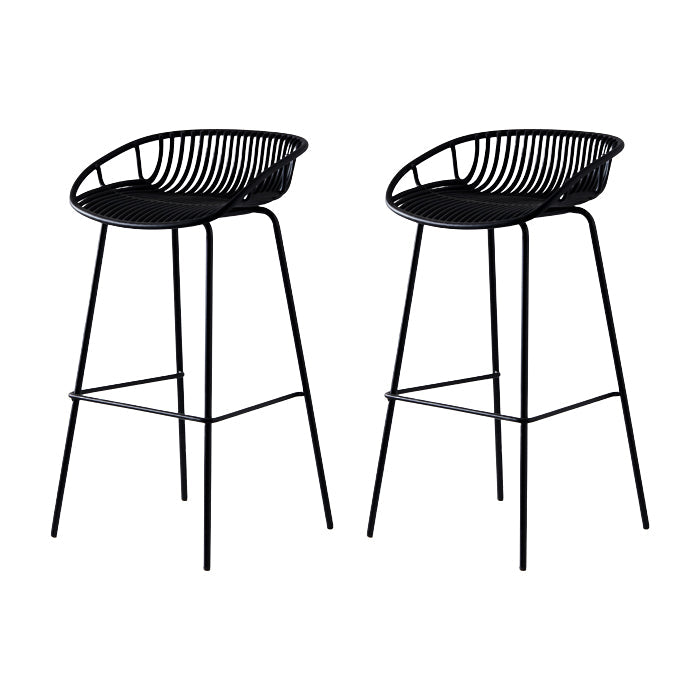 Industrial Metal Barstool Counter Stool Footrest Metal Furniture in Matte Finish Black 2 Piece Set Clearhalo 'Bar Furniture' 'Bar Stools' 'bar_stools' 'furn' 'furn_bar_stools' 'Furniture' 'Kitchen & Dining Furniture' 6021683