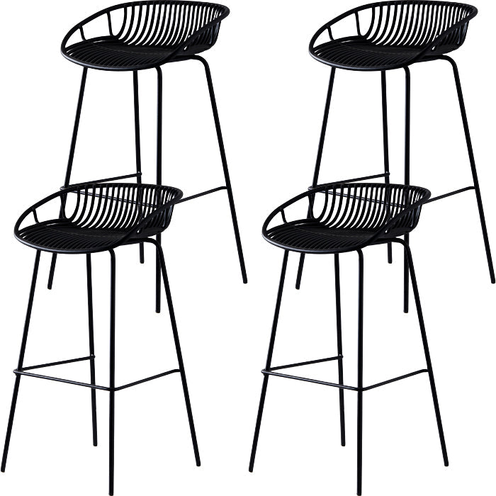 Industrial Metal Barstool Counter Stool Footrest Metal Furniture in Matte Finish Black 4 Piece Set Clearhalo 'Bar Furniture' 'Bar Stools' 'bar_stools' 'furn' 'furn_bar_stools' 'Furniture' 'Kitchen & Dining Furniture' 6021684