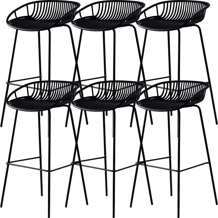 Industrial Metal Barstool Counter Stool Footrest Metal Furniture in Matte Finish Black 6 Piece Set Clearhalo 'Bar Furniture' 'Bar Stools' 'bar_stools' 'furn' 'furn_bar_stools' 'Furniture' 'Kitchen & Dining Furniture' 6021685