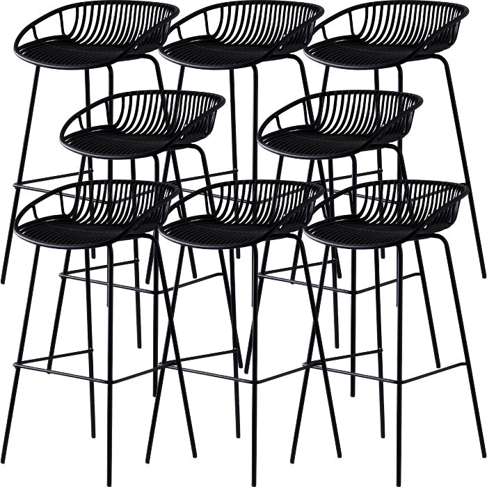 Industrial Metal Barstool Counter Stool Footrest Metal Furniture in Matte Finish Black 8 Piece Set Clearhalo 'Bar Furniture' 'Bar Stools' 'bar_stools' 'furn' 'furn_bar_stools' 'Furniture' 'Kitchen & Dining Furniture' 6021686