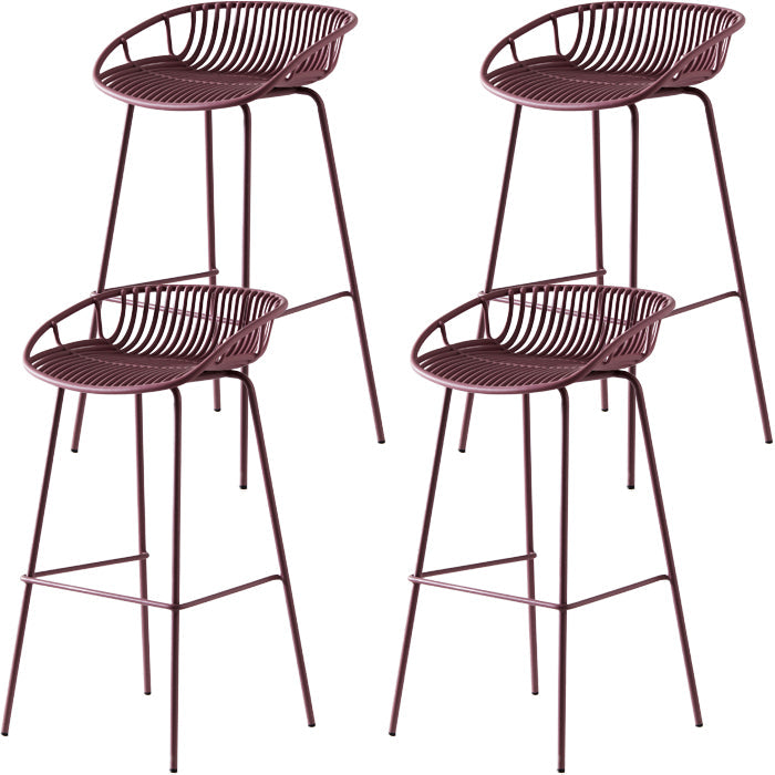 Industrial Metal Barstool Counter Stool Footrest Metal Furniture in Matte Finish Purple 4 Piece Set Clearhalo 'Bar Furniture' 'Bar Stools' 'bar_stools' 'furn' 'furn_bar_stools' 'Furniture' 'Kitchen & Dining Furniture' 6021689