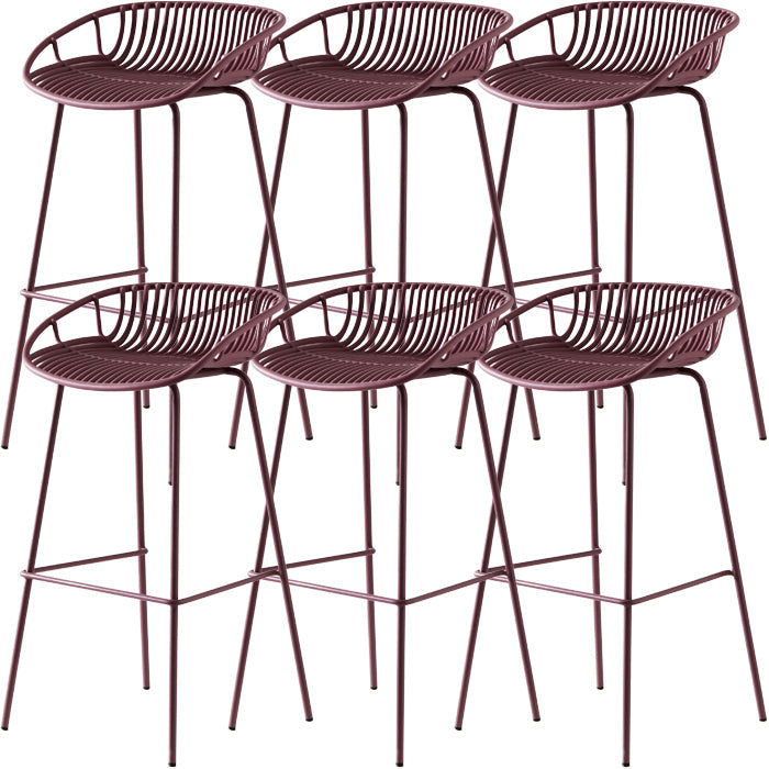Industrial Metal Barstool Counter Stool Footrest Metal Furniture in Matte Finish Purple 6 Piece Set Clearhalo 'Bar Furniture' 'Bar Stools' 'bar_stools' 'furn' 'furn_bar_stools' 'Furniture' 'Kitchen & Dining Furniture' 6021690
