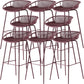 Industrial Metal Barstool Counter Stool Footrest Metal Furniture in Matte Finish Purple 8 Piece Set Clearhalo 'Bar Furniture' 'Bar Stools' 'bar_stools' 'furn' 'furn_bar_stools' 'Furniture' 'Kitchen & Dining Furniture' 6021691