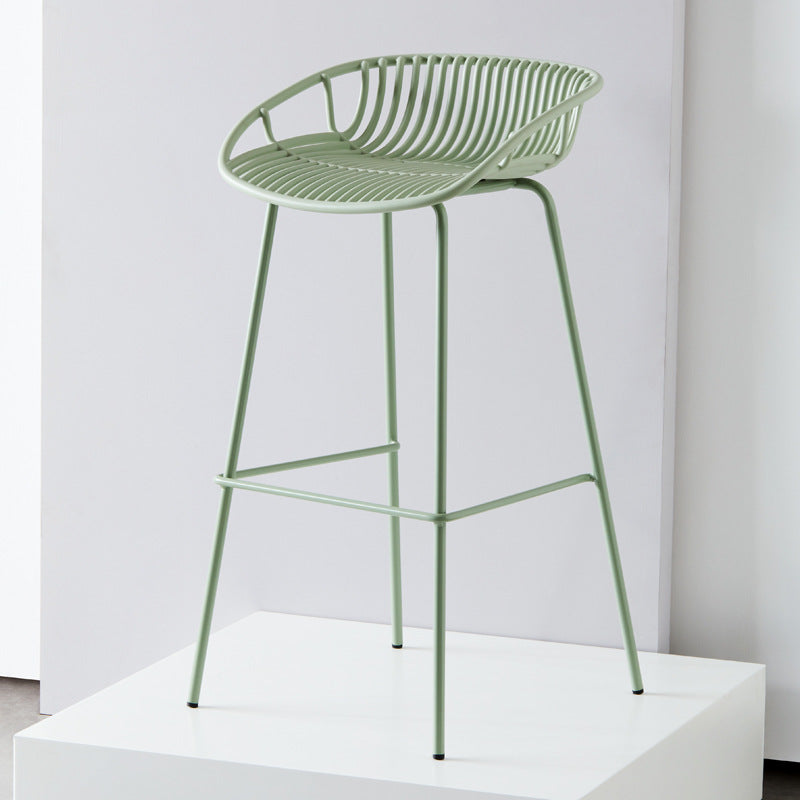 Industrial Metal Barstool Counter Stool Footrest Metal Furniture in Matte Finish Green 1 Piece Clearhalo 'Bar Furniture' 'Bar Stools' 'bar_stools' 'furn' 'furn_bar_stools' 'Furniture' 'Kitchen & Dining Furniture' 6021692