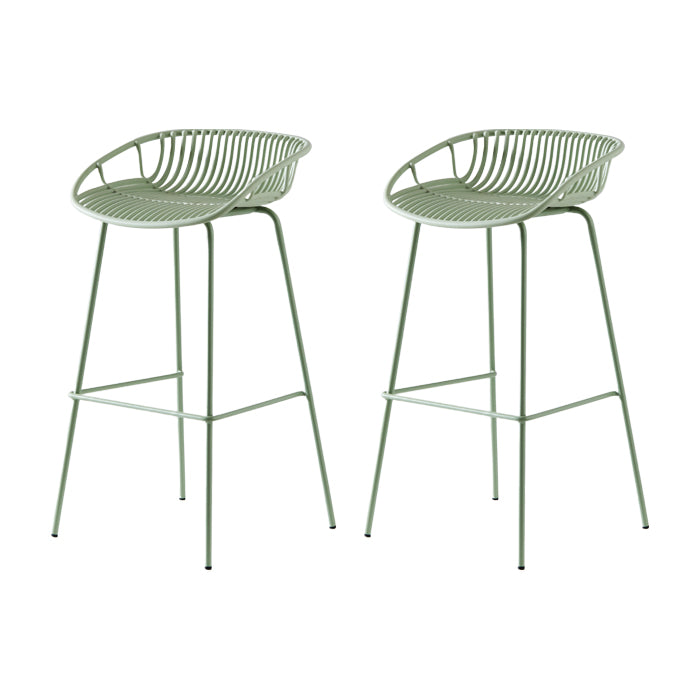 Industrial Metal Barstool Counter Stool Footrest Metal Furniture in Matte Finish Green 2 Piece Set Clearhalo 'Bar Furniture' 'Bar Stools' 'bar_stools' 'furn' 'furn_bar_stools' 'Furniture' 'Kitchen & Dining Furniture' 6021693
