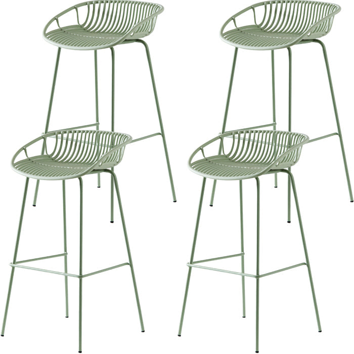 Industrial Metal Barstool Counter Stool Footrest Metal Furniture in Matte Finish Green 4 Piece Set Clearhalo 'Bar Furniture' 'Bar Stools' 'bar_stools' 'furn' 'furn_bar_stools' 'Furniture' 'Kitchen & Dining Furniture' 6021694