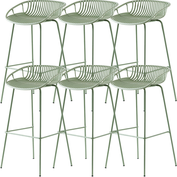 Industrial Metal Barstool Counter Stool Footrest Metal Furniture in Matte Finish Green 6 Piece Set Clearhalo 'Bar Furniture' 'Bar Stools' 'bar_stools' 'furn' 'furn_bar_stools' 'Furniture' 'Kitchen & Dining Furniture' 6021695