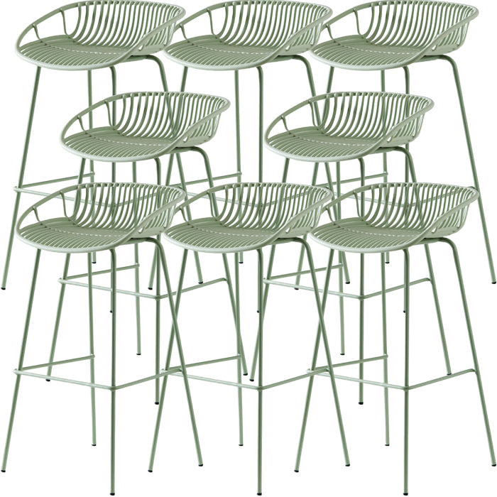 Industrial Metal Barstool Counter Stool Footrest Metal Furniture in Matte Finish Green 8 Piece Set Clearhalo 'Bar Furniture' 'Bar Stools' 'bar_stools' 'furn' 'furn_bar_stools' 'Furniture' 'Kitchen & Dining Furniture' 6021696