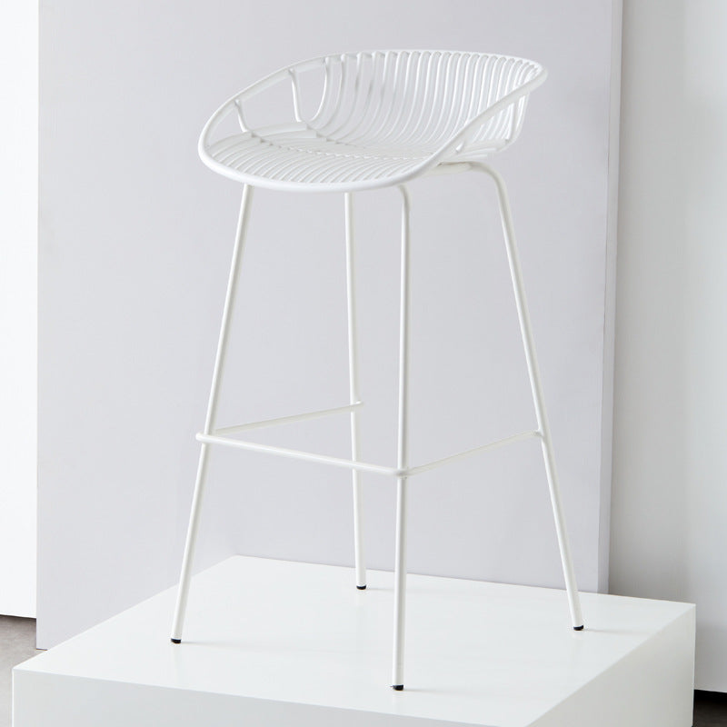 Industrial Metal Barstool Counter Stool Footrest Metal Furniture in Matte Finish White 1 Piece Clearhalo 'Bar Furniture' 'Bar Stools' 'bar_stools' 'furn' 'furn_bar_stools' 'Furniture' 'Kitchen & Dining Furniture' 6021697