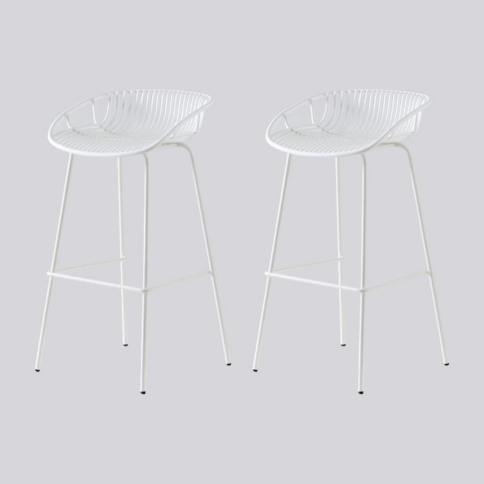 Industrial Metal Barstool Counter Stool Footrest Metal Furniture in Matte Finish White 2 Piece Set Clearhalo 'Bar Furniture' 'Bar Stools' 'bar_stools' 'furn' 'furn_bar_stools' 'Furniture' 'Kitchen & Dining Furniture' 6021698