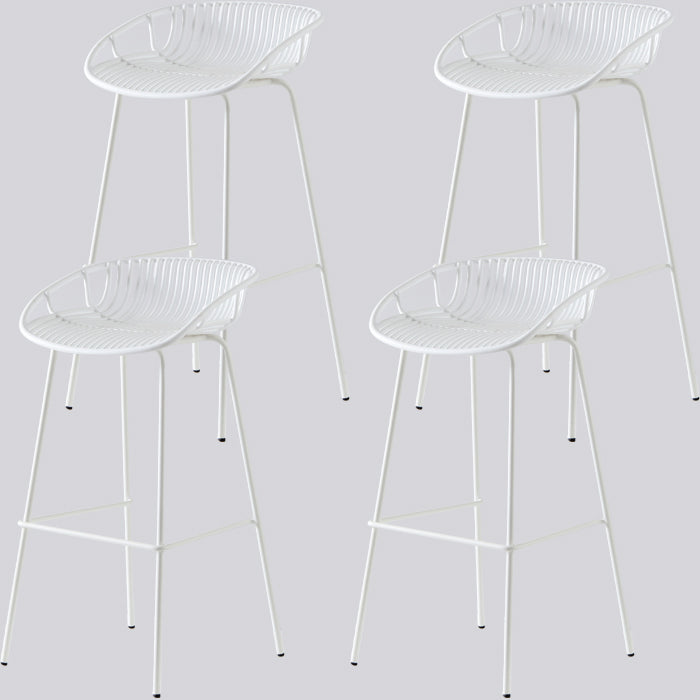 Industrial Metal Barstool Counter Stool Footrest Metal Furniture in Matte Finish White 4 Piece Set Clearhalo 'Bar Furniture' 'Bar Stools' 'bar_stools' 'furn' 'furn_bar_stools' 'Furniture' 'Kitchen & Dining Furniture' 6021699