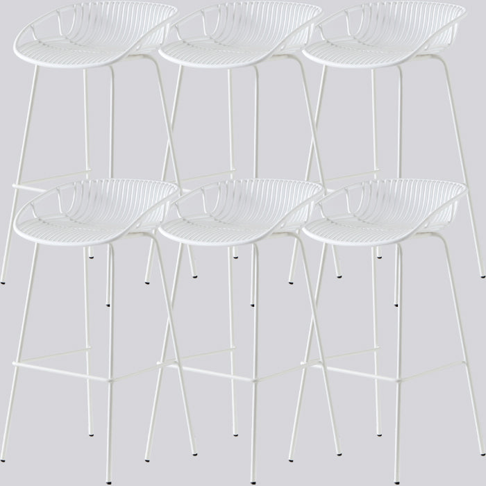 Industrial Metal Barstool Counter Stool Footrest Metal Furniture in Matte Finish White 6 Piece Set Clearhalo 'Bar Furniture' 'Bar Stools' 'bar_stools' 'furn' 'furn_bar_stools' 'Furniture' 'Kitchen & Dining Furniture' 6021700