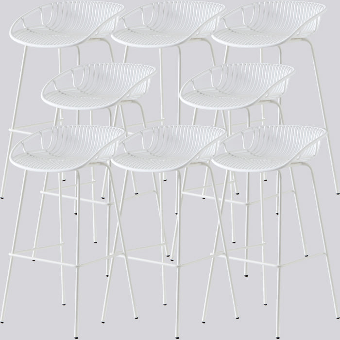 Industrial Metal Barstool Counter Stool Footrest Metal Furniture in Matte Finish White 8 Piece Set Clearhalo 'Bar Furniture' 'Bar Stools' 'bar_stools' 'furn' 'furn_bar_stools' 'Furniture' 'Kitchen & Dining Furniture' 6021701