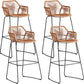 Modern Footrest Bar Stool Plastic Armed Stool with Metal Base