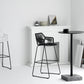 Modern Footrest Bar Stool Plastic Armed Stool with Metal Base