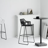 Modern Footrest Bar Stool Plastic Armed Stool with Metal Base