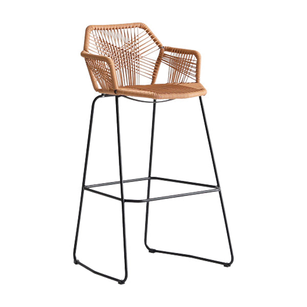 Modern Footrest Bar Stool Plastic Armed Stool with Metal Base