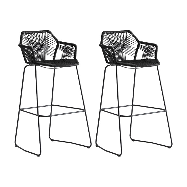 Modern Footrest Bar Stool Plastic Armed Stool with Metal Base