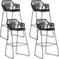 Modern Footrest Bar Stool Plastic Armed Stool with Metal Base