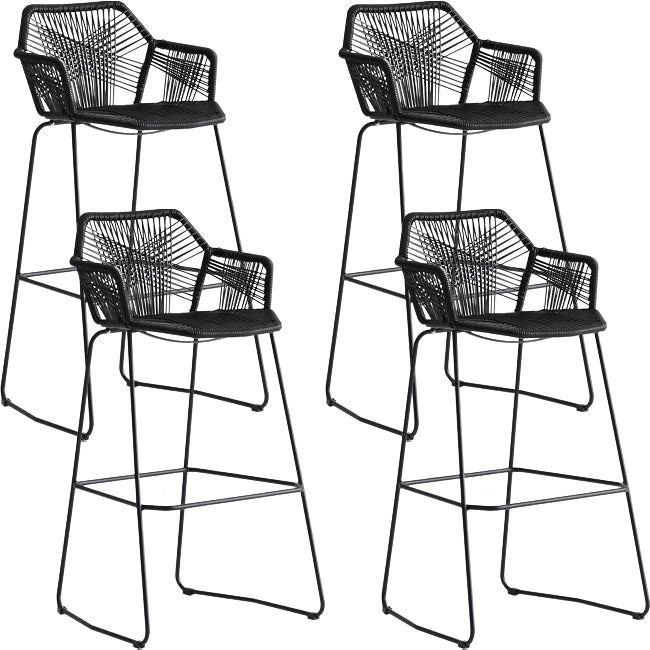 Modern Footrest Bar Stool Plastic Armed Stool with Metal Base