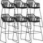 Modern Footrest Bar Stool Plastic Armed Stool with Metal Base