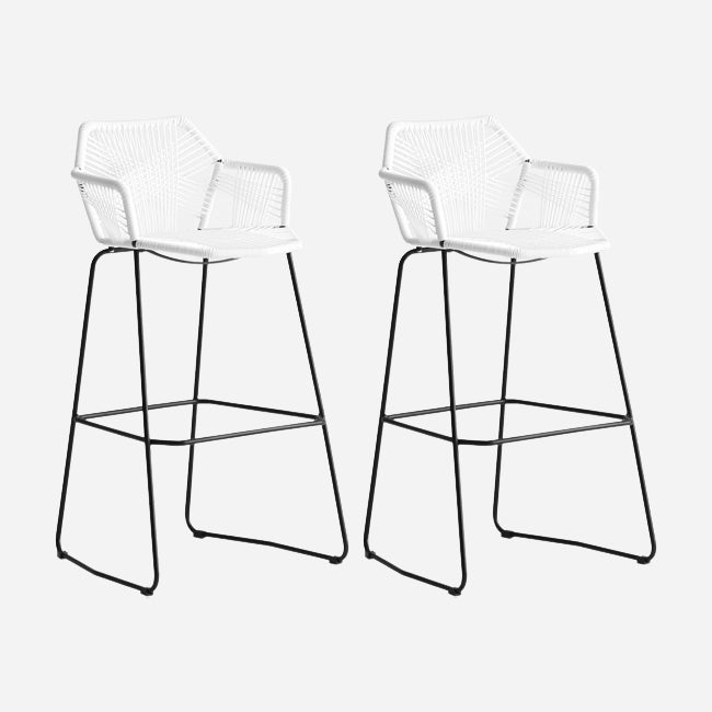 Modern Footrest Bar Stool Plastic Armed Stool with Metal Base