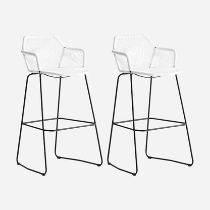 Modern Footrest Bar Stool Plastic Armed Stool with Metal Base